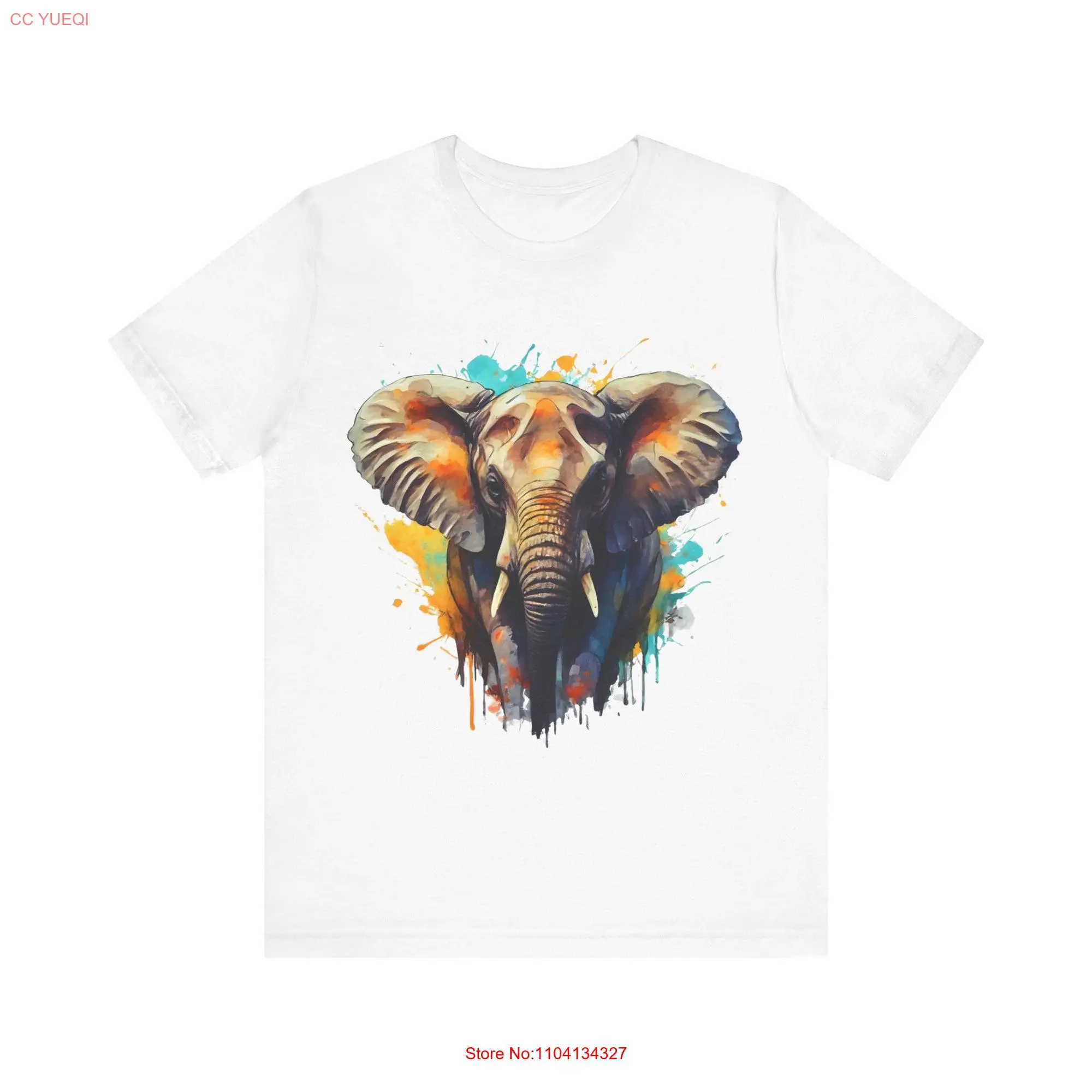 Unique Watercolor Elephant T Shirt Vibrant Wildlife Artistic Animal Nature Inspired Clothing Lover long or short sleeves