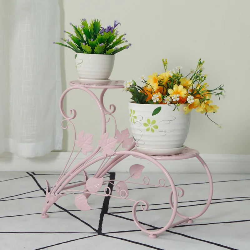 Indoor floor-style creative small fresh flower pot rack iron flower rack