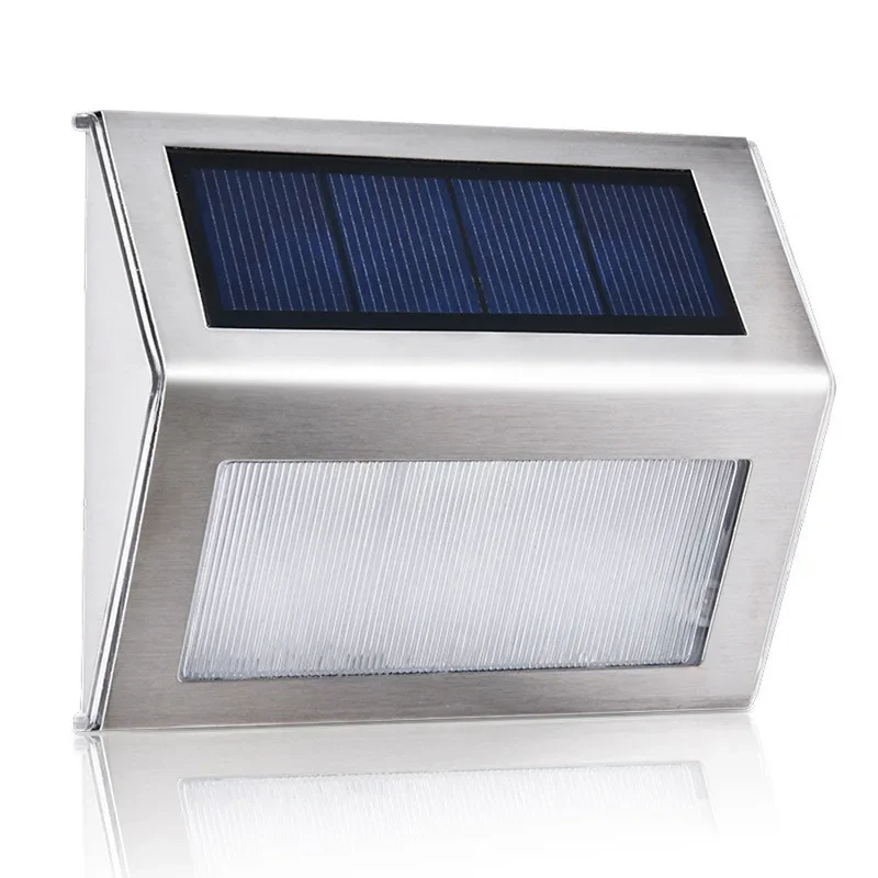

3LED Step Light Stainless Steel Solar Fence Lights Waterproof Outdoor LED Wall Lamps Deck Lights For Stair Garden Fence Patio