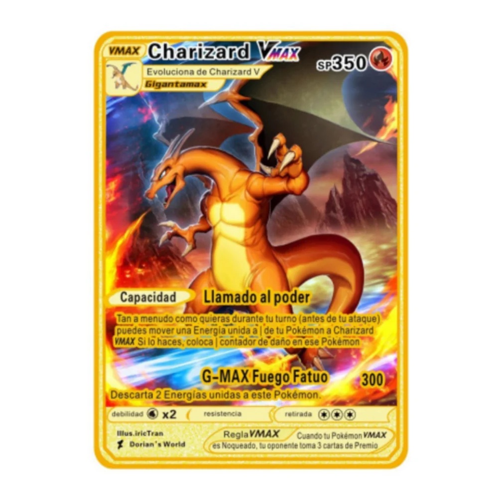 بطاقة بوكيمون المعدنية 10000 نقطة Arceus Charizard Super Card الذهبي الإسباني Mewtwo Vmax GX EX أنيمي جمع بطاقات هدية #6