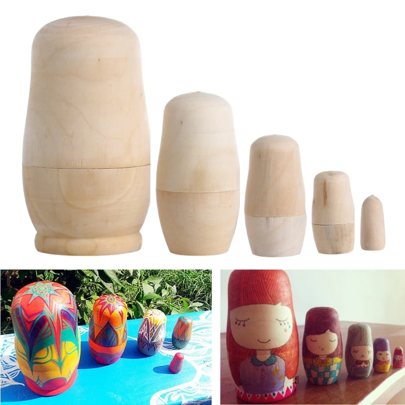 Conjunto interativo embriões sem pintura para crianças com mais 1 ano idade Matryoshka melhora brinquedos