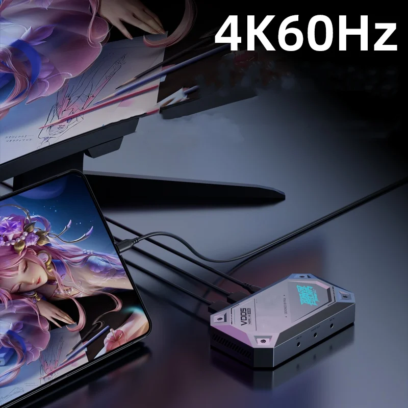 Cdragon Piva VD05 conmutador de transmisión en vivo, tarjeta de captura de vídeo tipo C, USB 3,0 HD, 4K, 60HZ, para grabación de juegos de Podcasting en Streaming