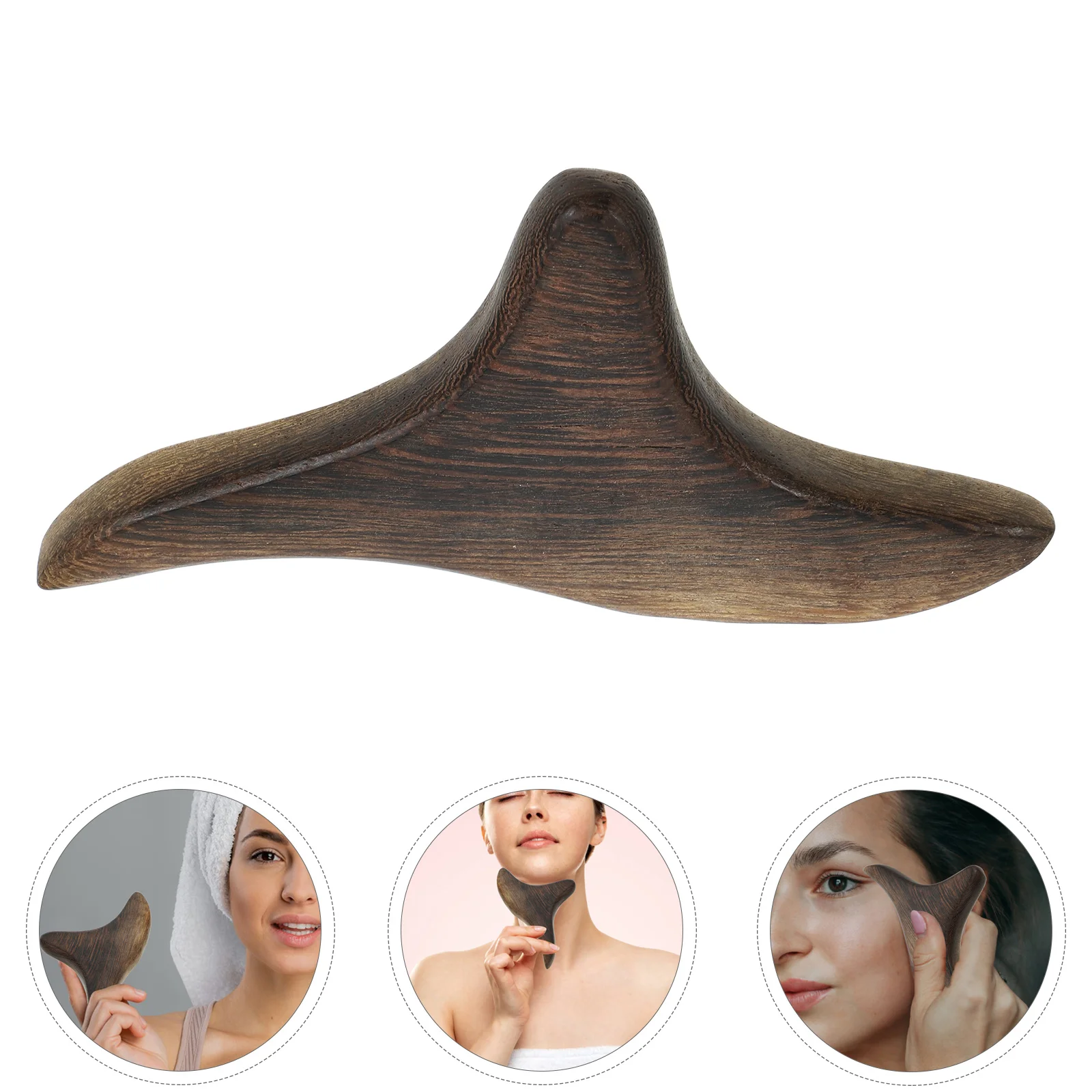 

Trident Shaped Board Verawood Natural Wooden Massaging Scraping Plate Massage Tool for SPA Acupuncture