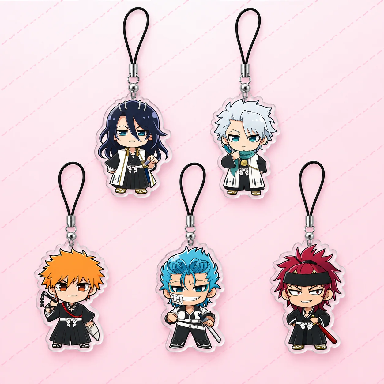 Ichigo  Aizen Rukia Grimmjow Mobile Phone Charms Grim Ulqui Kaname Keyring Small Pendant Phone Chain Fans Friends Gifts