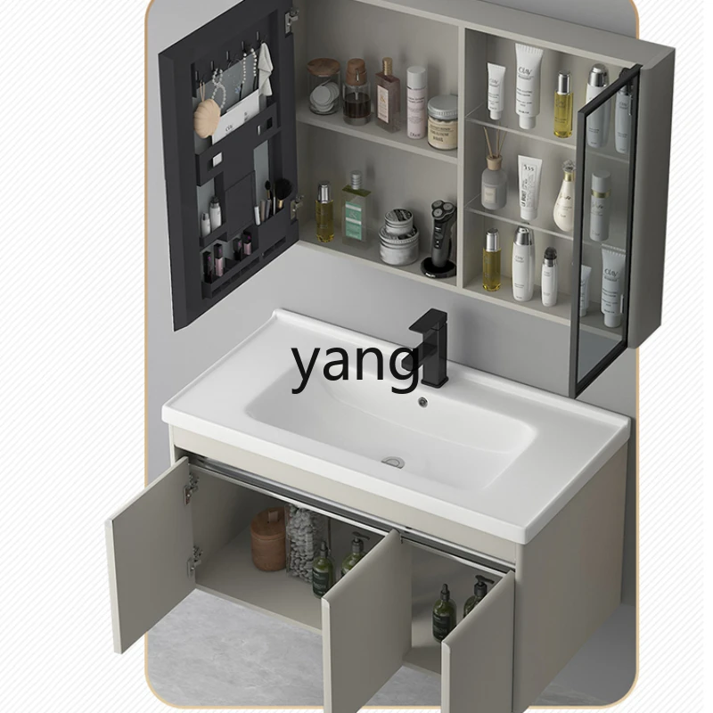 L'm'm Stainless Steel Bathroom Cabinet Combination Modern Simple and Light Luxury Ceramic Integrated Wash Basin