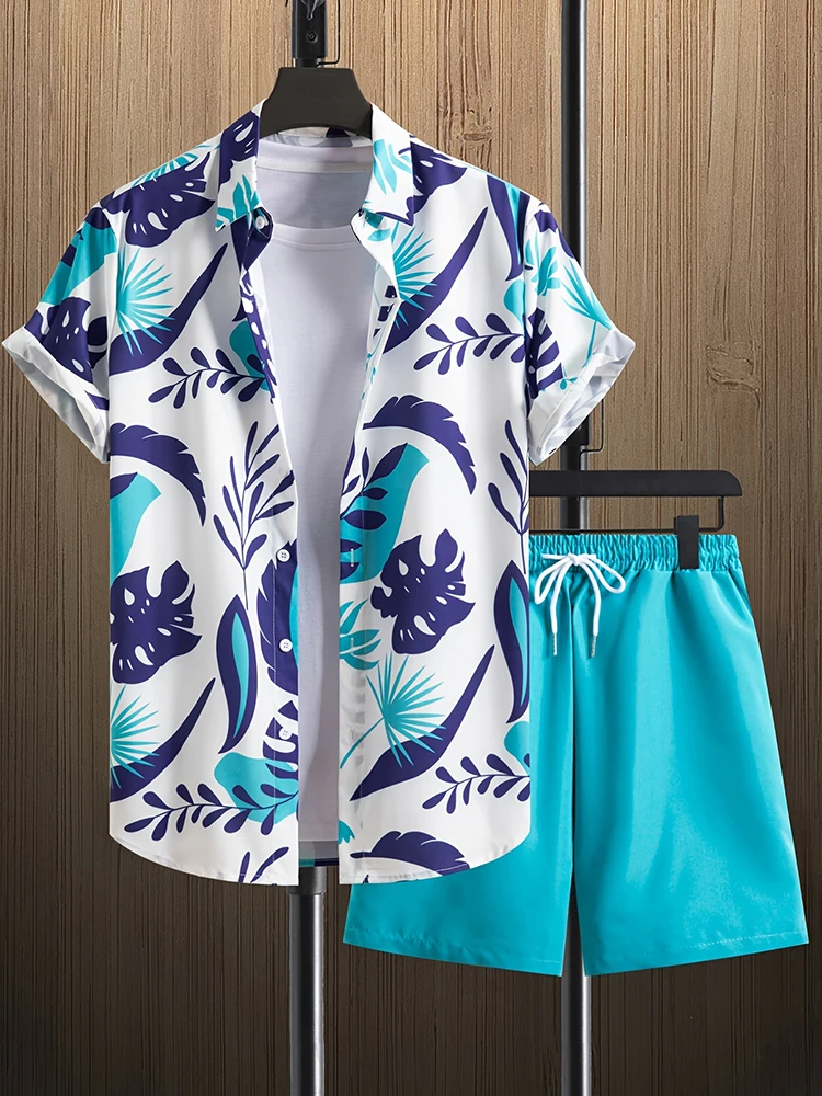 2025 New Summer Casual Men's Shirt And Beach Shorts Set 3D Printed Short-sleeved Outdoor Streetwear Shorts Camisas De Hombre