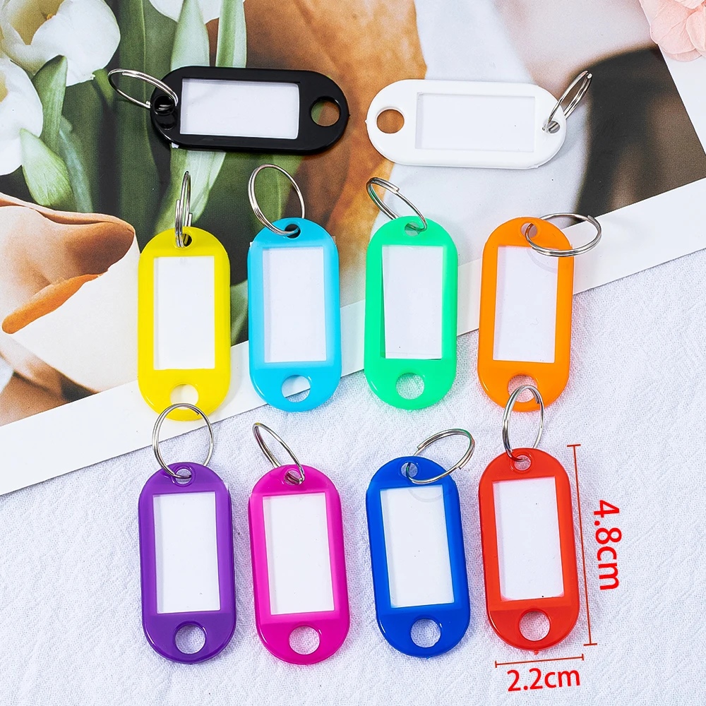 50-600 Stück Mehrfarbige Schlüsselanhänger Schlüssel-ID-Etiketten Gepäck-ID-Tags Hotel-Nummerierungskarten Schlüsselringe Zufällige Farbe – Detail 11