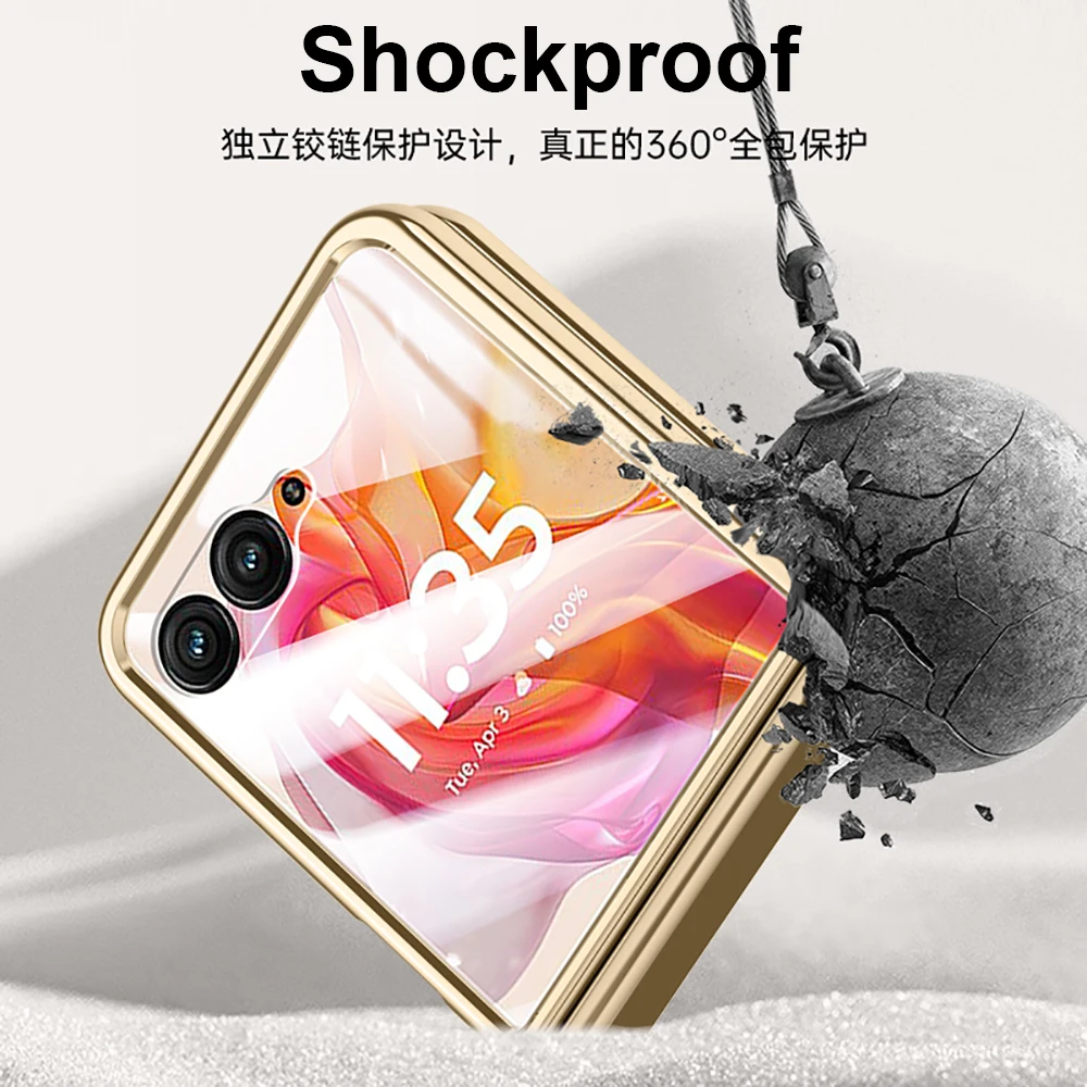 Luxury GKK Hinge Protector Electroplated cover Glass film For Motorola Moto Razr 50 Ultra 50U Case Shockproof capas Skin Funda