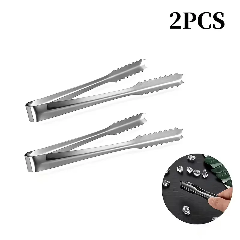 2pcs stainless steel sugar pliers, serrated ice pliers, used in bars, coffee, tea parties, kitchen services.
