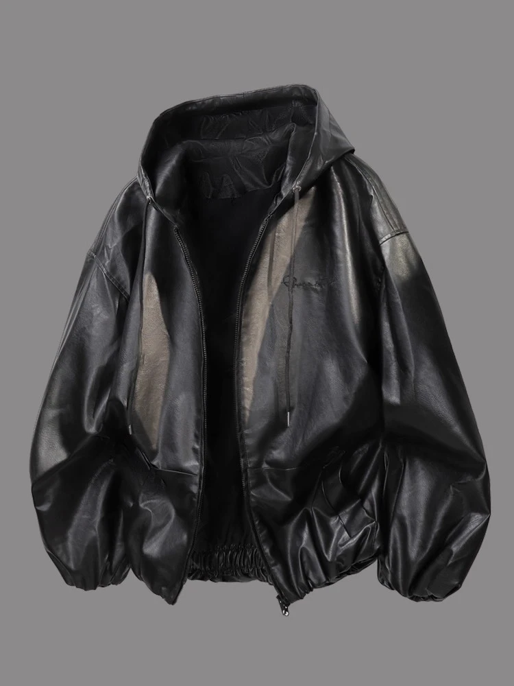 

Высококачественная ретро-косуха из искусственной кожи для мужчин и женщин, утепленная, с капюшоном, для осени и зимы, повседневная, модная