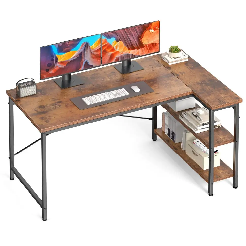 

L Shaped Desk 39 Inch Computer Desk Gaming Furniture Corner Desks Home Office PC Table with Reversible Storage Shelves for Writ
