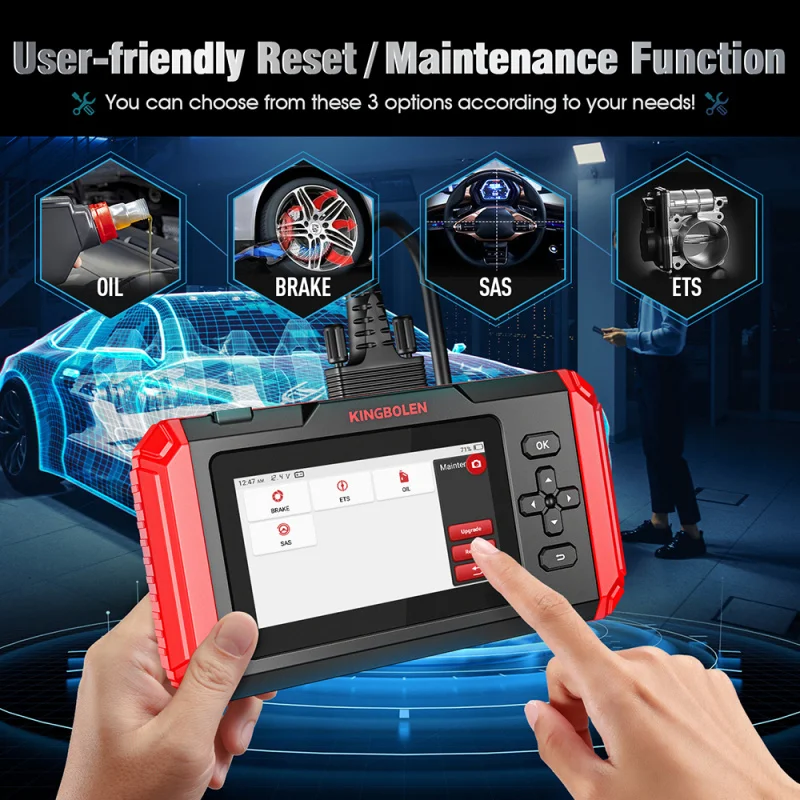 KINGBOLEN S500 4 systems Car Diagnostic Tools ABS SRS ECM TCM 4 Oil Brake SAS ETS Resets Lifetime All OBD2 Scanner