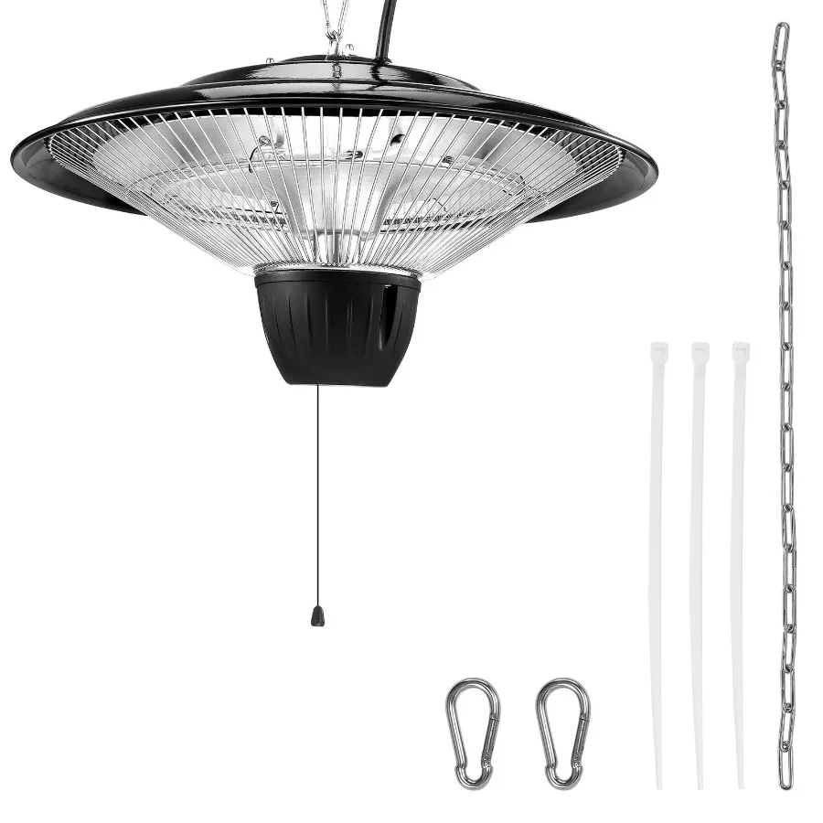 

Hanging Patio Heater, 1500W Electric Infrared Space Heater, IP34-rated steel housing in matte black, adjustable chain 23.6-inch