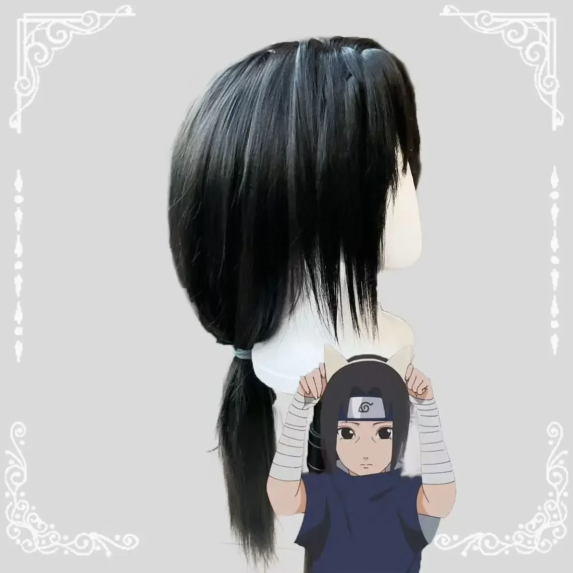 Anime Uchiha Itachi Cosplay perruque Itachi Uchiha longue ligne droite noir résistant à la chaleur cheveux synthétiques 2025