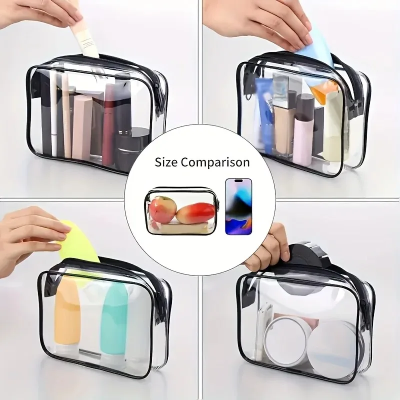 1-4PCS Transparent Portable Makeup Bag for Women Durable Waterproof Cosmetic Storage Organizer for Travel And Home Use Bath Bags