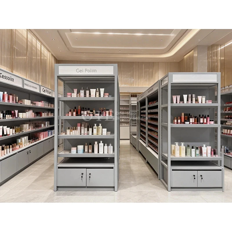 custom.Beauty Design Wall Shelf Cosmetic Showcase Display Stands Shop Furniture Cosmetic Display Cabinet 5