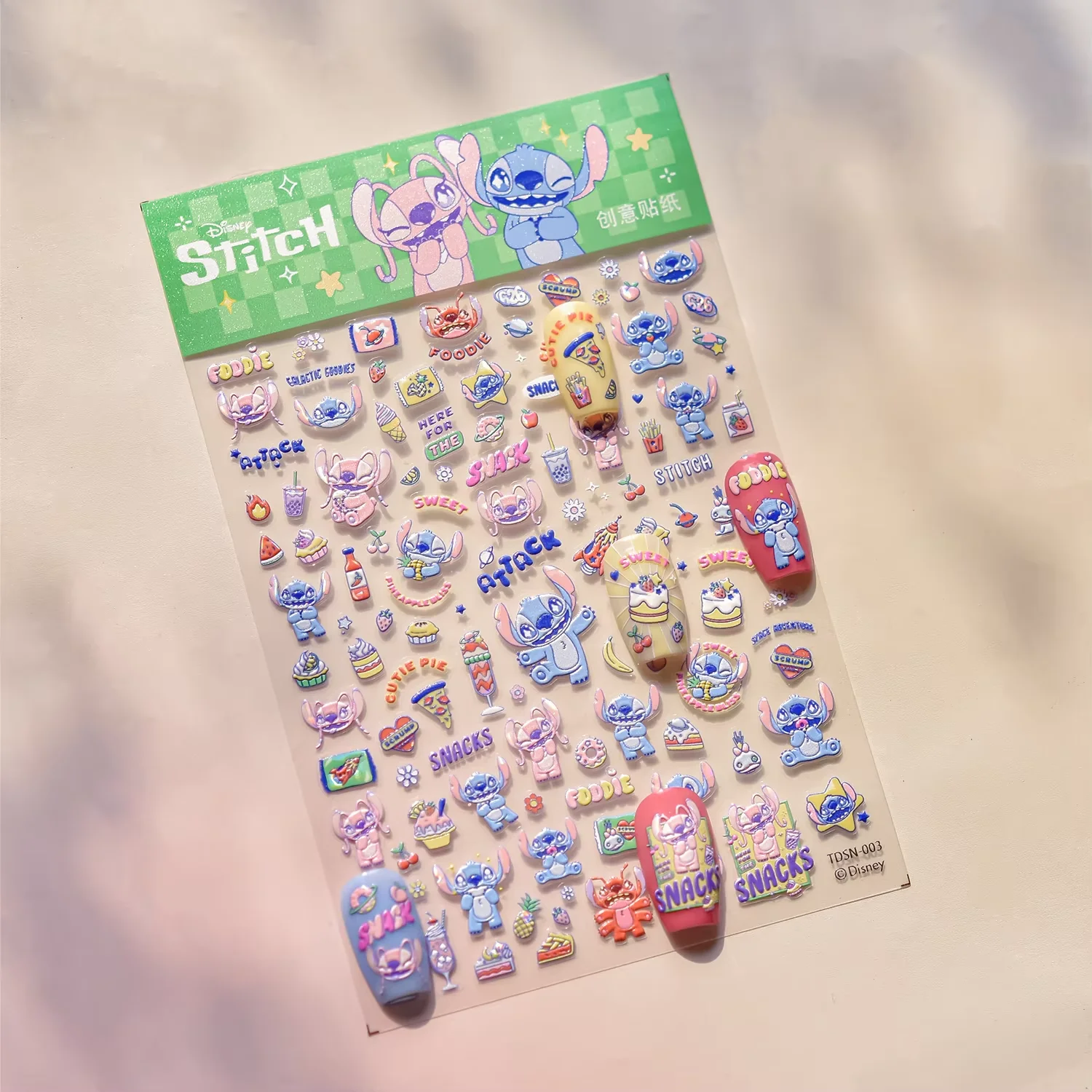 5D Disney Anime Stitch pegatinas para decoración de uñas dibujos animados lindo Mickey Minnie pegatinas decorativas para uñas princesa sirena pegatinas para uñas