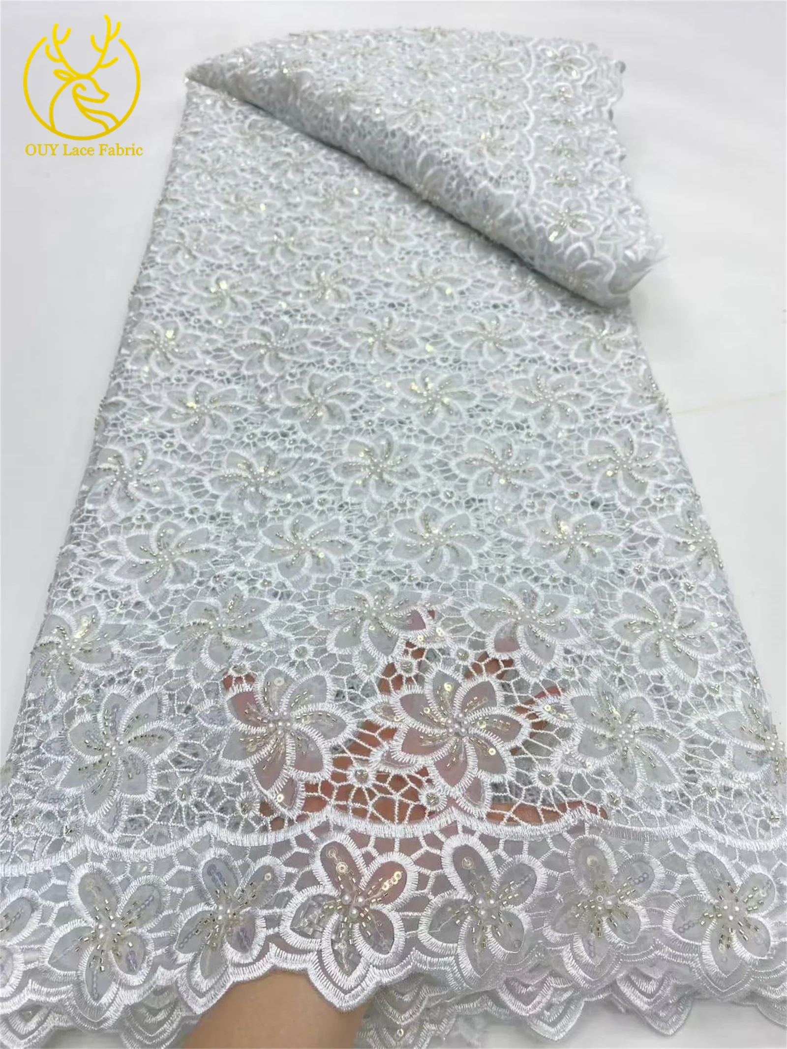 Hot Sale African Water Soluble Rope Lace Fabric African Lace Fabric 2025 High Quality Nigeria For Wedding French Lace Fabrics