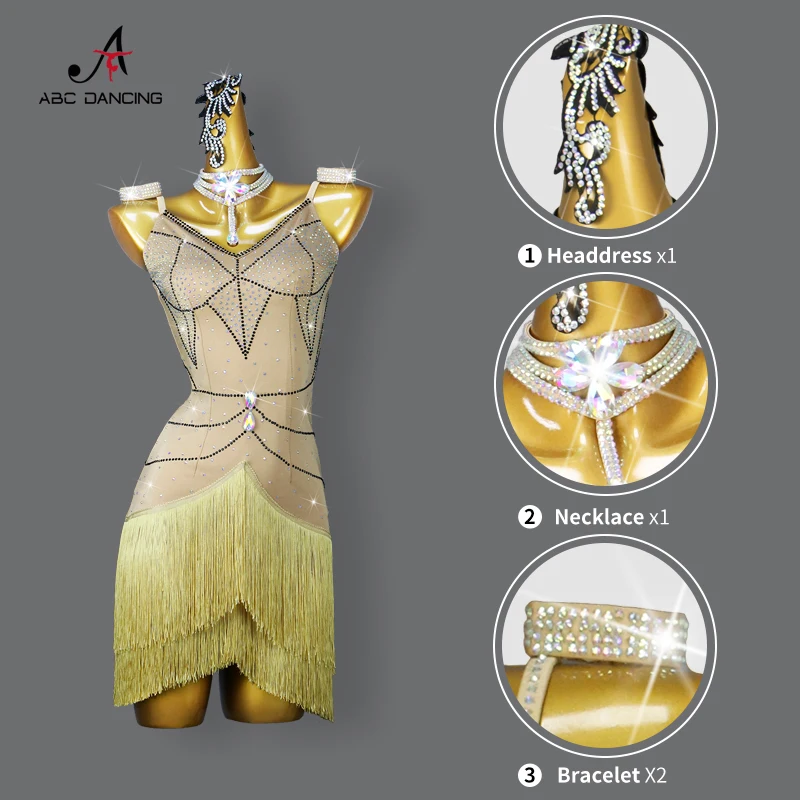 Latin Dance Costume Women Stage Dress Young Girls Party Dancewear Sport Short Suit Sexy Practice Outfit Evening Skirt Customized