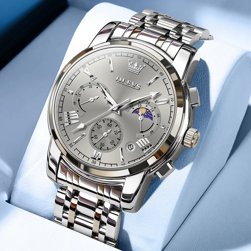 OLEVS 2895 ساعات كوارتز للرجال حصري جديد 24 ساعة مرحلة القمر كرونوغراف مقاوم للماء ساعات رجالي أصلية فاخرة ساعة رجالي #1