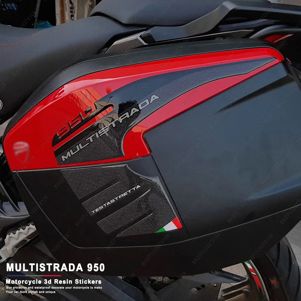 

3D Resin Stickers Motorcycle Side Case Bags Protectors Sticker Waterproof Scratch-Resistant for DUCATI MULTISTRADA 950 2018 2020