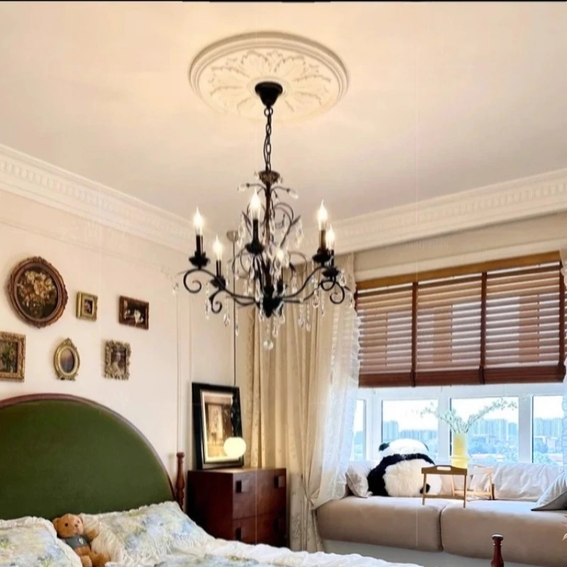 الأوروبي الأسود الفولاذ المقاوم للصدأ الثريات الدمعة شكل كريستال قلادة ضوء غرفة المعيشة دراسة غرفة نوم فندق LED مصباح معلق #3