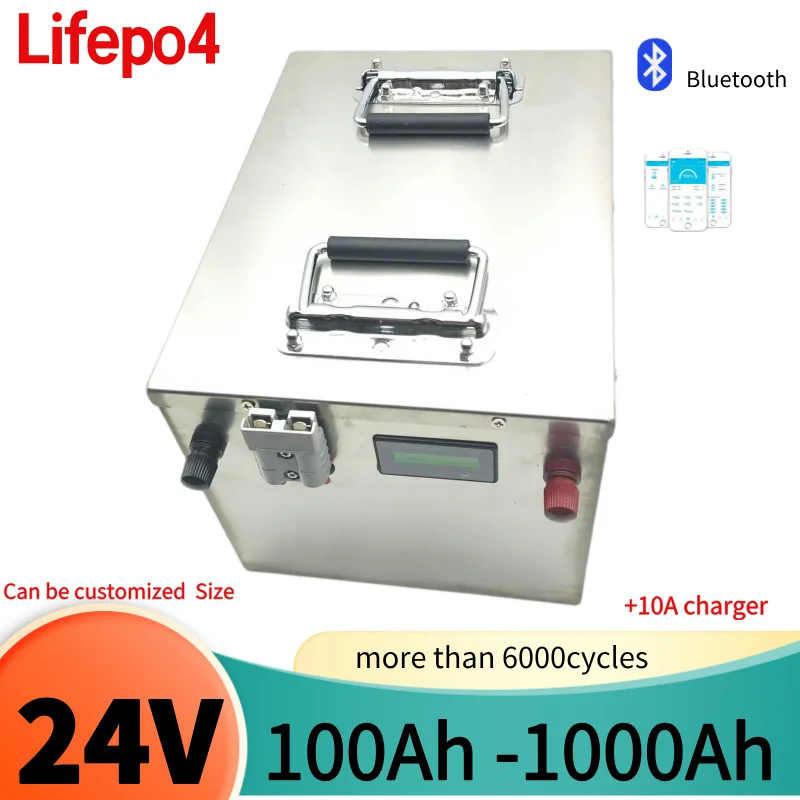 24V 100Ah Lifepo4 Battery 200Ah 300Ah 400Ah 500Ah 600Ah 800Ah 1000Ah Lithium Iron Phosphate for 2KW Solar System RV Outdoor