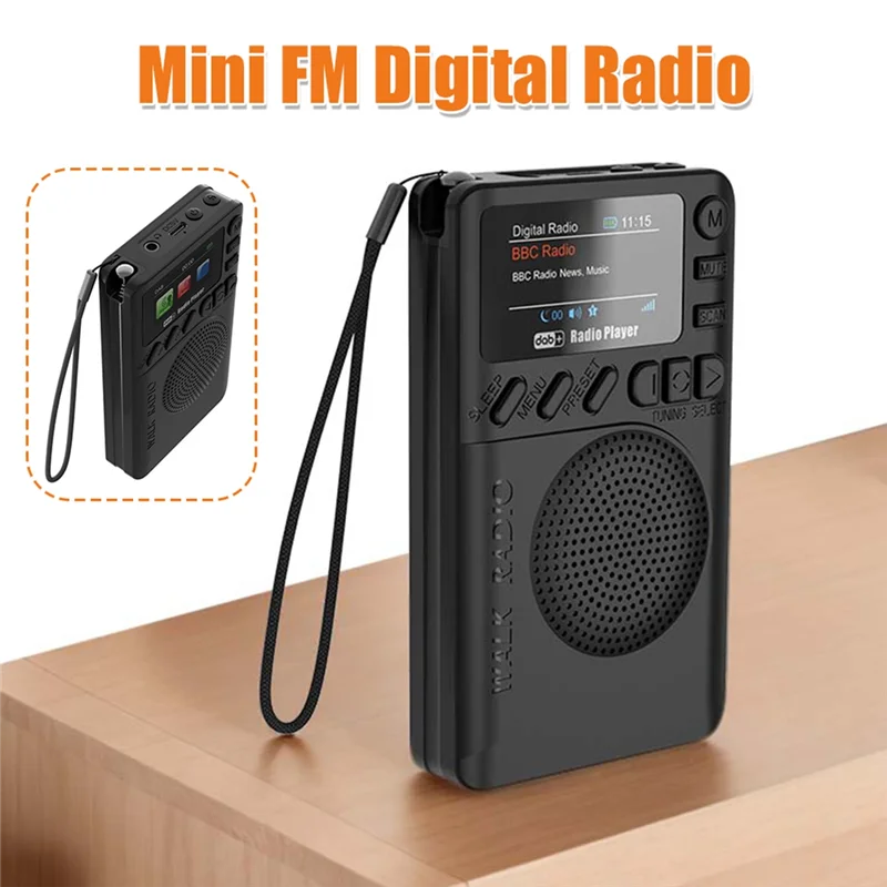 BNVN-Mini DAB FMデジタルラジオ、ランニングスポーツ用ポータブルスピーカー、ヘッドホンジャック付きポケットDAB/DAB+ラジオデザイン