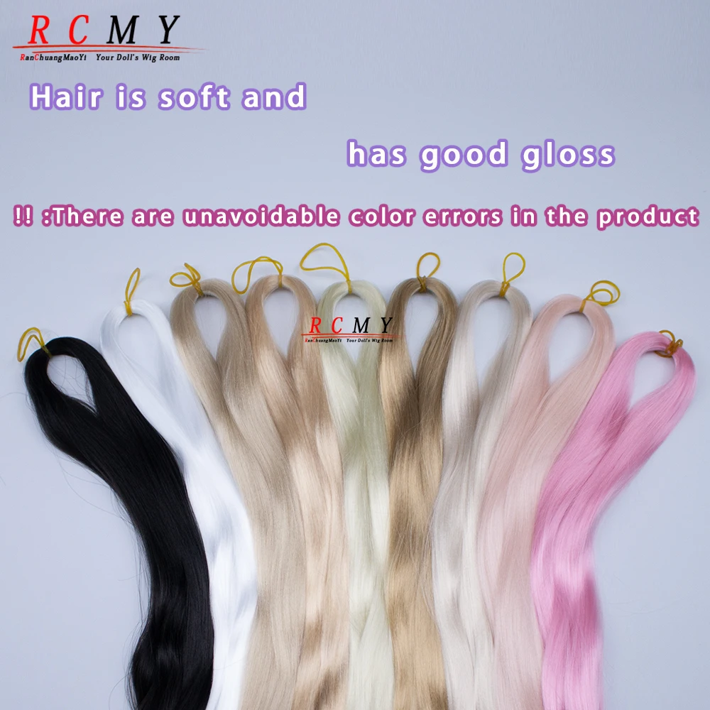 วิกผมตุ๊กตาไหมนมสีแดง RCMY สำหรับตุ๊กตา BJD/SD วิกผมตุ๊กตาแบบรากผม วิกผมตุ๊กตาแบบปลูกผม ถักมือ สีชมพู ทอง ดำ อุปกรณ์เสริมผมตุ๊กตา