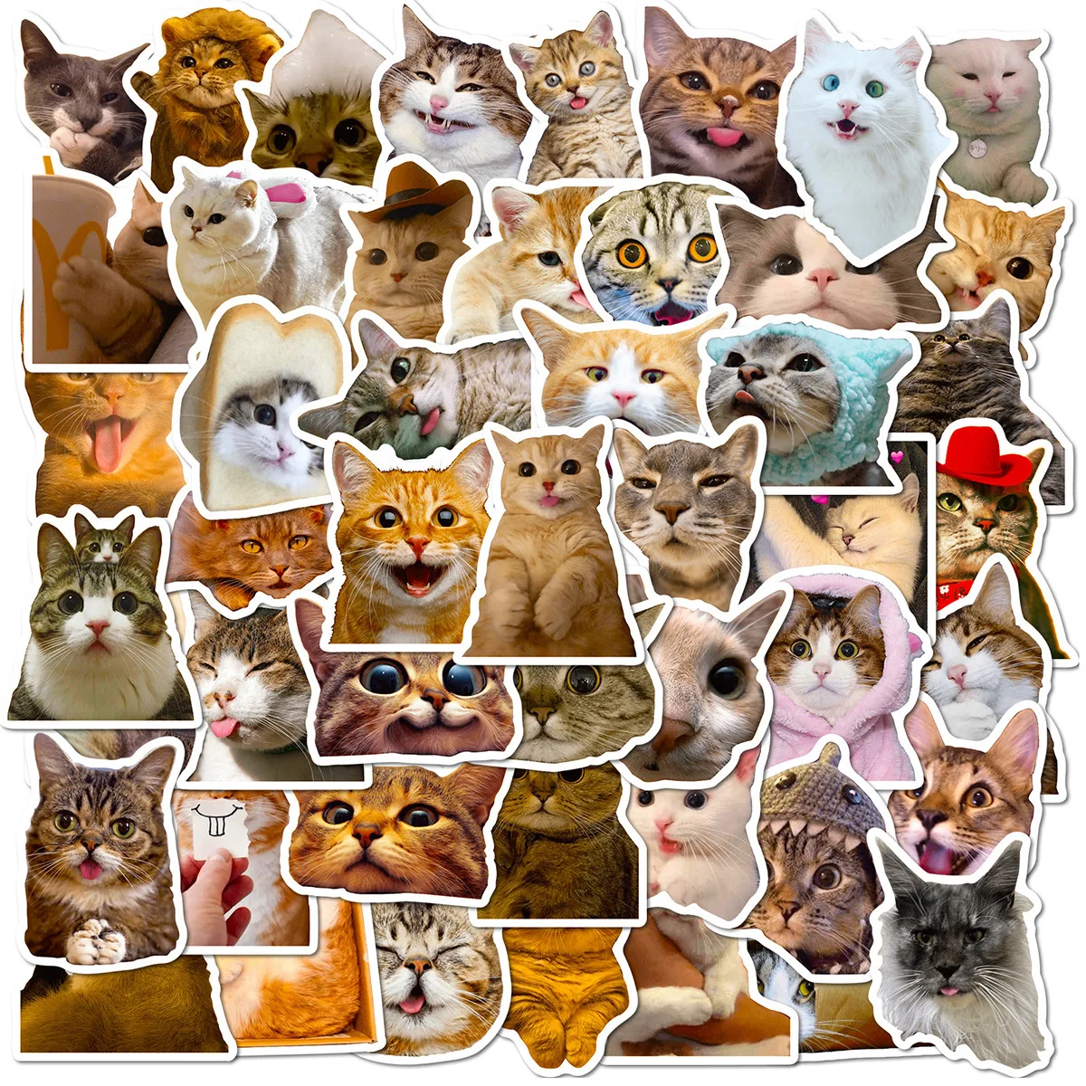 50Pc Waterproof Cute Cat Stickers Kawaii Kitten Cartoon Decals For Kids DIY Laptop Scrapbook Stationery Fridge Funny Sticker