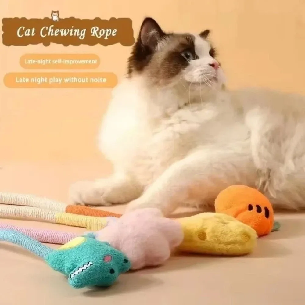 Bite-resistant Cat Chew Toy Carrot Dinosaur Cat Biting Rope Interactive Teeth Grinding and Cleaning Cat Scratcher Toy Dog