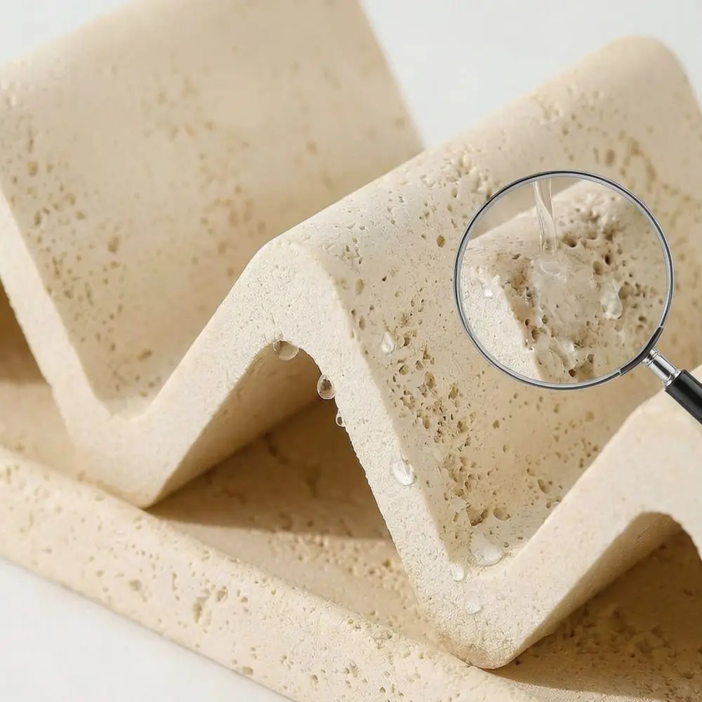 Natural Travertine Stone Soap Holder Japanese Style Soap Dish Bathroom Countertop Tray Elegant Minimalist Soap Organizer