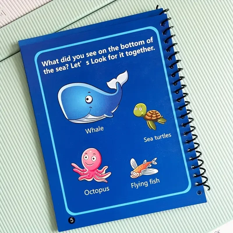 كتاب ألوان مائية SeaWorld مع قلم ألوان عشوائي - كتاب رسم سحري للأطفال