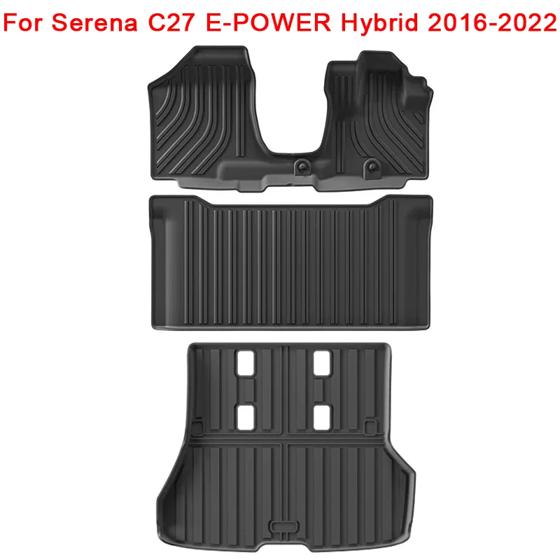 

Car Floor Mats for Serena C27 E-POWER Hybrid 2016 2017 2018 2019 2020 2021 2022 TPE Waterproof Cargo Liner RHD Trunk Mat
