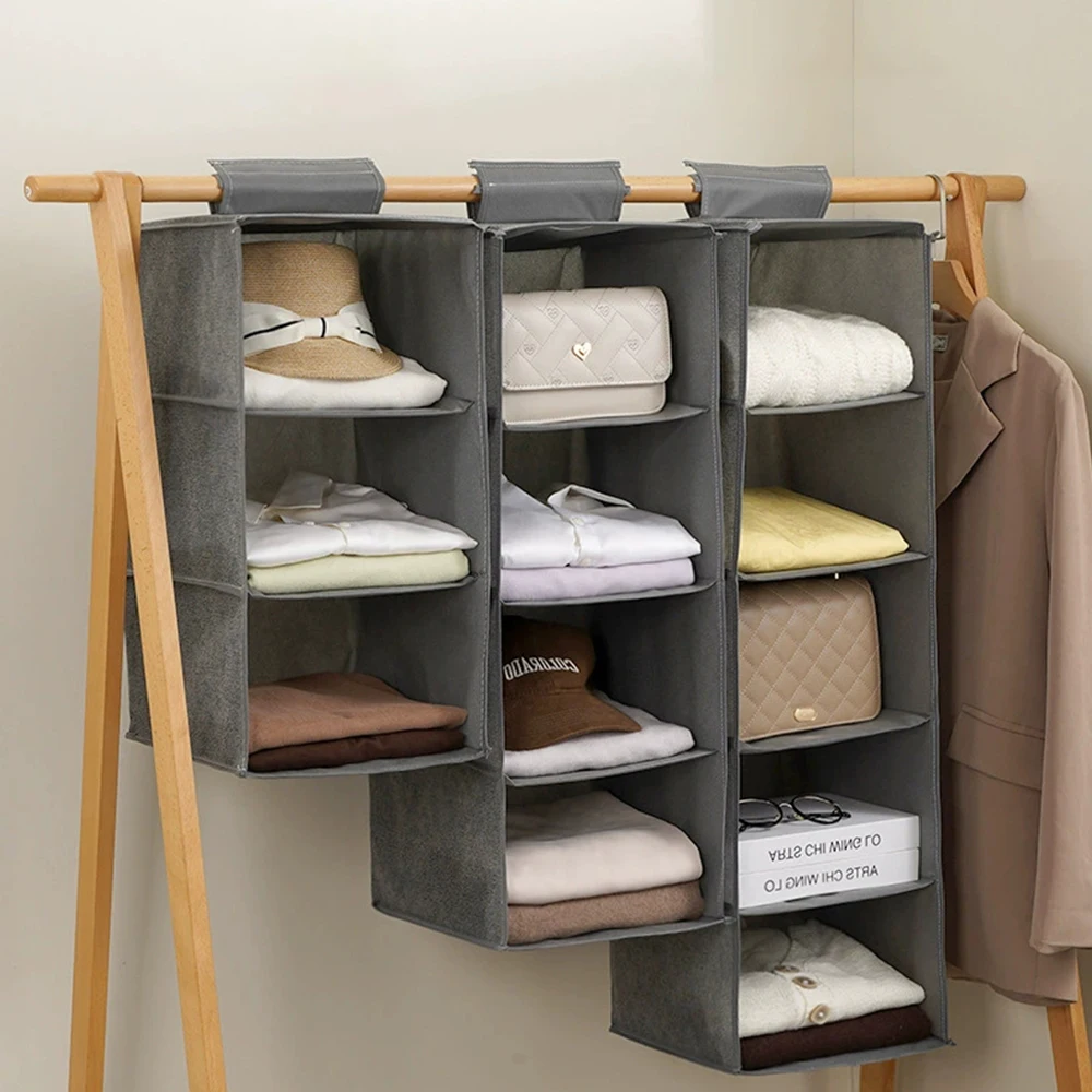 Guarda-roupa pendurado saco de armazenamento interlayer gaveta tipo organizador de roupas dobrável pendurado prateleiras de armazenamento armário organizador caixa