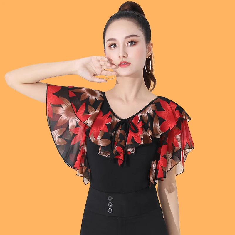 

2024 New Female Adult Social National Standard Dance Training Clothes Latin Dance Tops For Women Modern Dance Costumes DQL8449