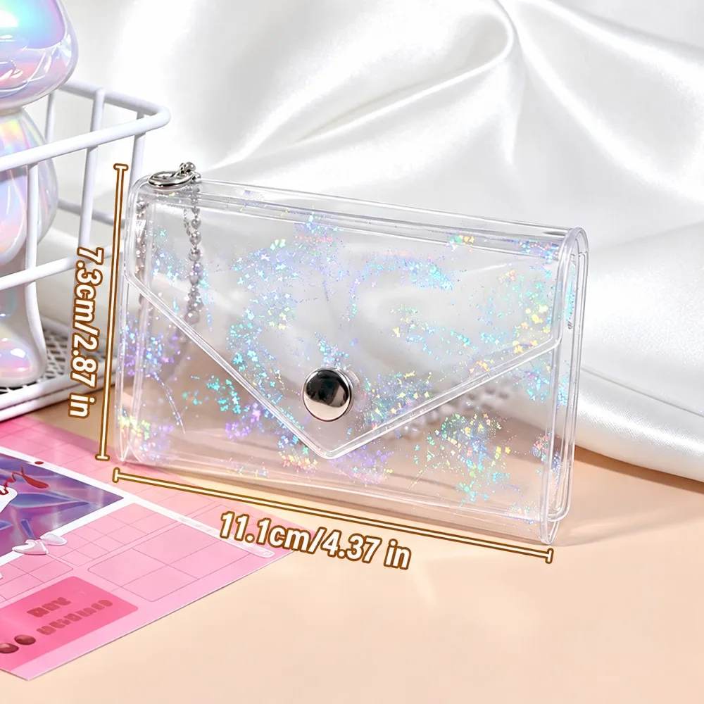 Stylish Starlight Glitter Finish Card Holder Multi-Purpose PVC Coin Purse Transparent Card Case Travel