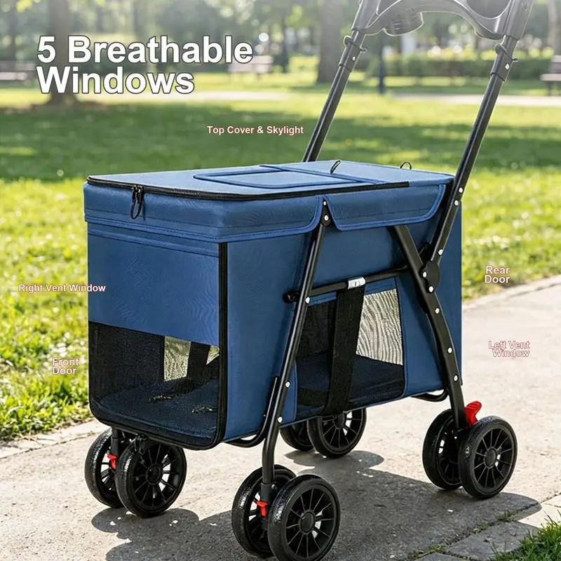 Dog Cart Lightweight Folding Pet Out Portable Push-pull Portable Multi-function Cat Cart