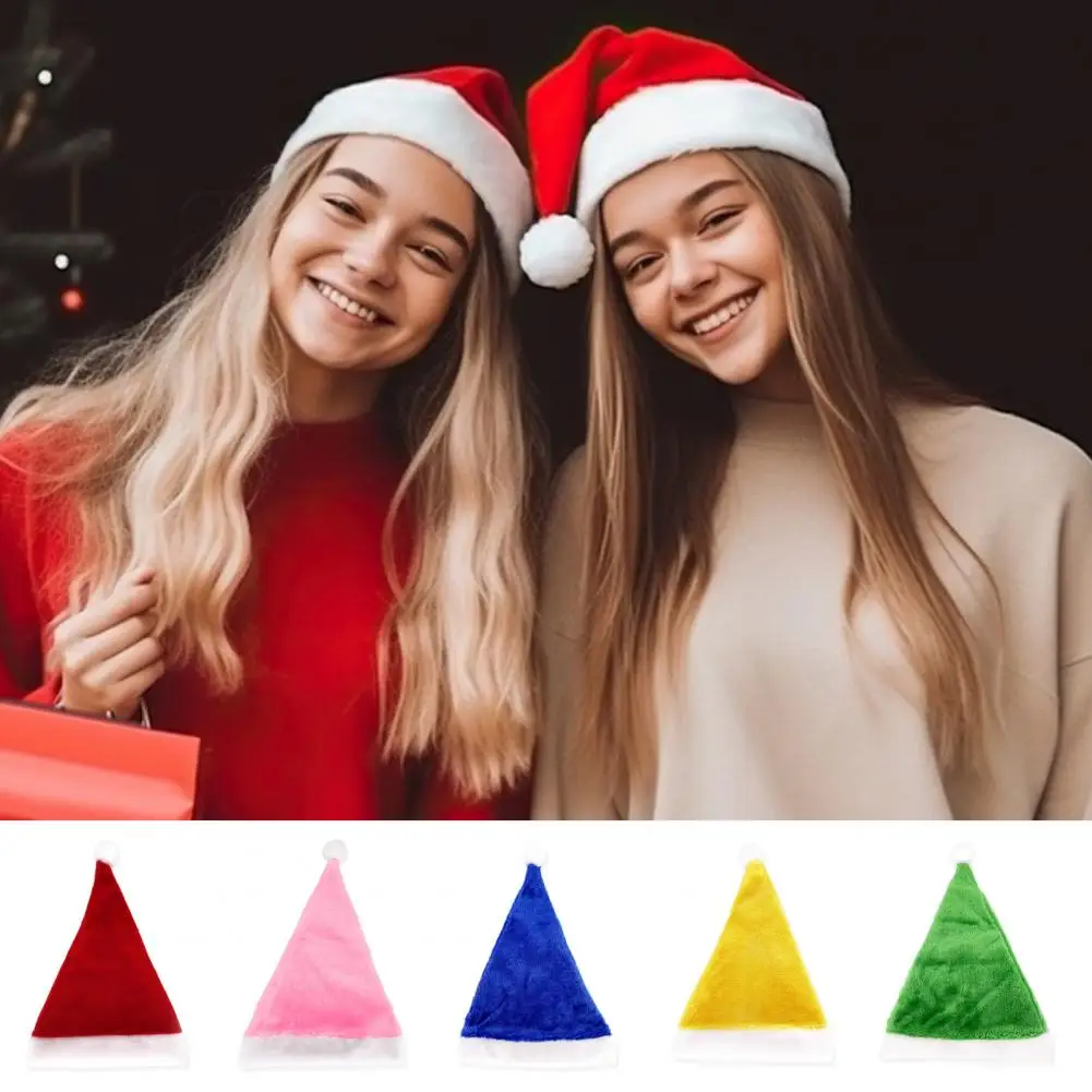 

Santa Hat Plush Material Plush Velvet Santa Hats for Women Men Festive Holiday Dress-up Accessories for New Year Party Supplies
