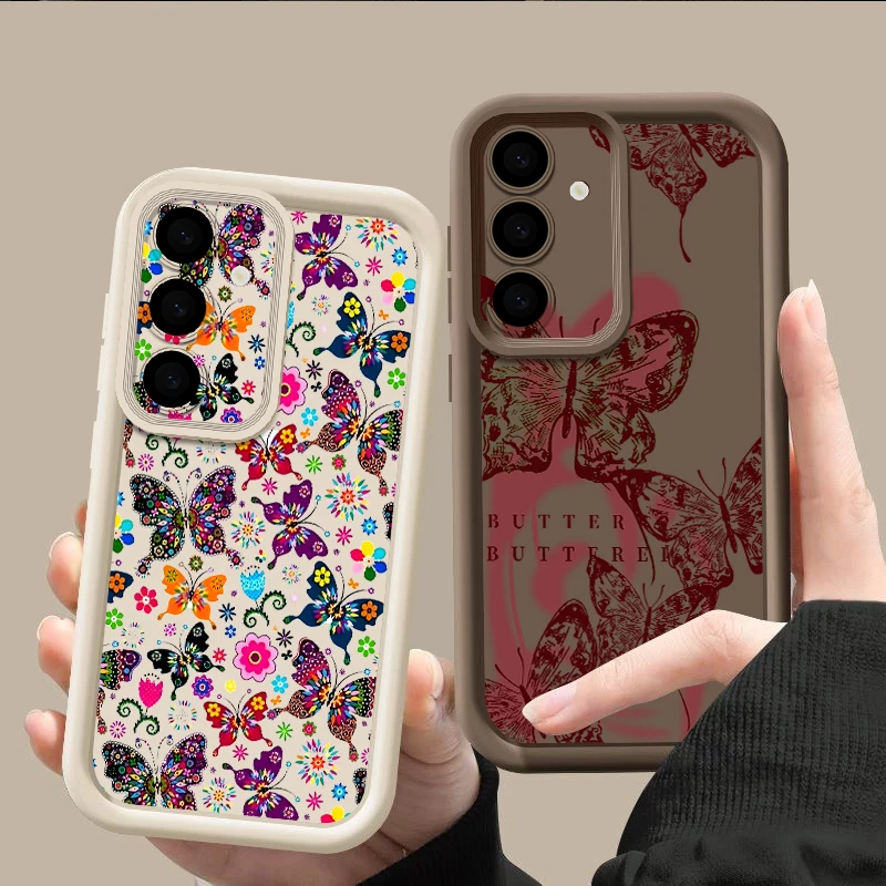 Colorful Butterfly Pattern Phone Case For Samsung Galaxy A57 A37 A17 A56 A16 A36 A55 A15 A14 A26 A54 A35 5G Soft Silicone Cover