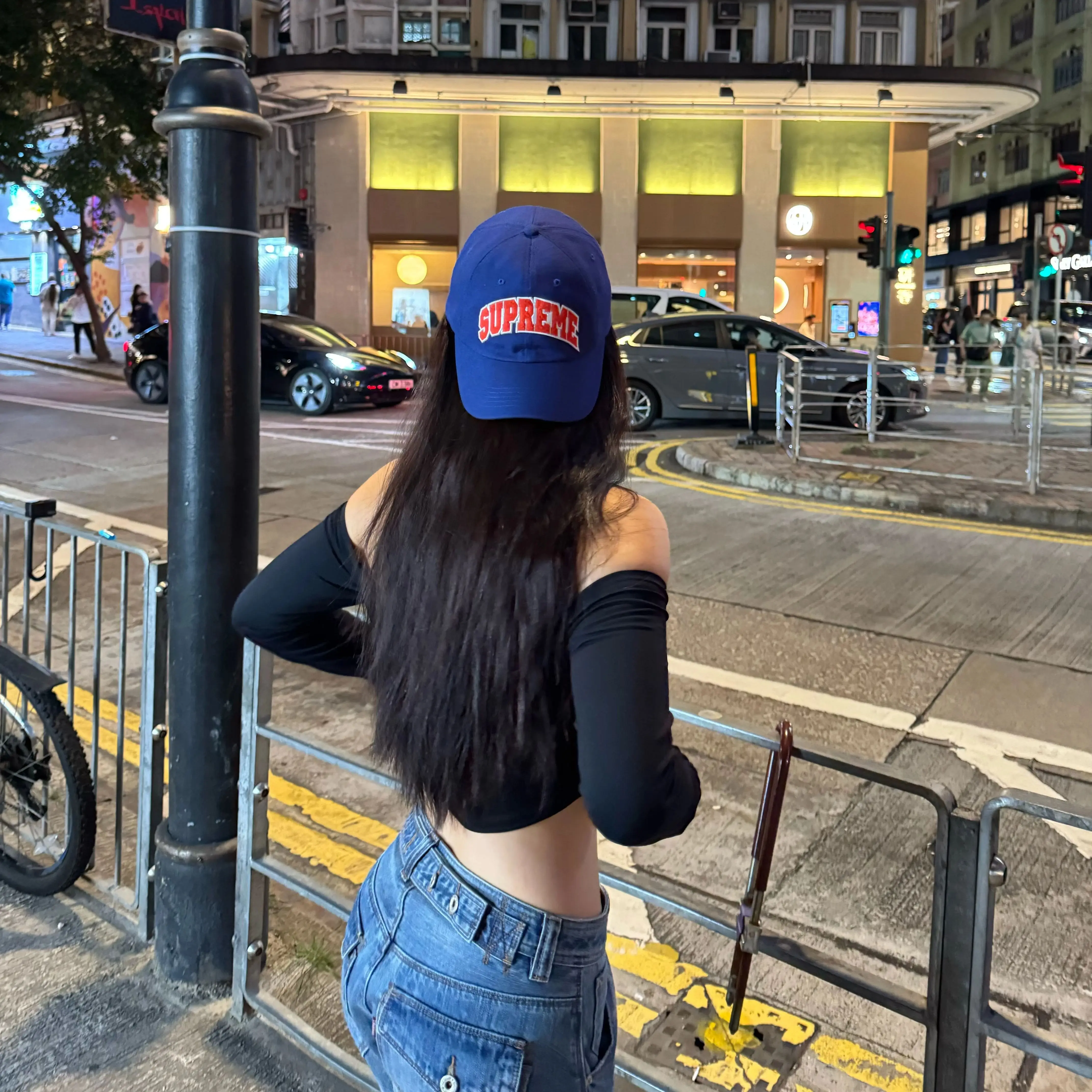 Girls' Retro American-Style Jeans, Mid-Low Waist Design, Loose Wide-Leg, Height-Enhancing, Washed Blue Jeans, Paris Buckle Adjustable Three-Dimensional Arc-Shaped Trousers