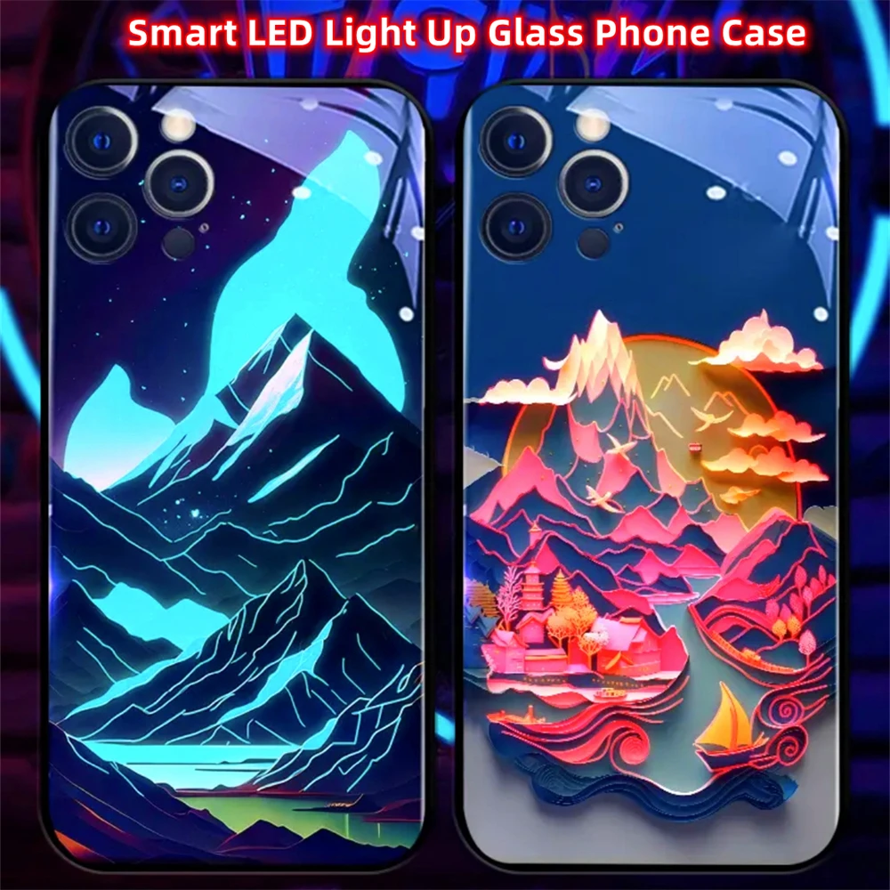 So Pretty Winter Village Voice Controlled LED Light Luminous Phone Case For Honor 200 100 90 80 70 60 50 30 Pro