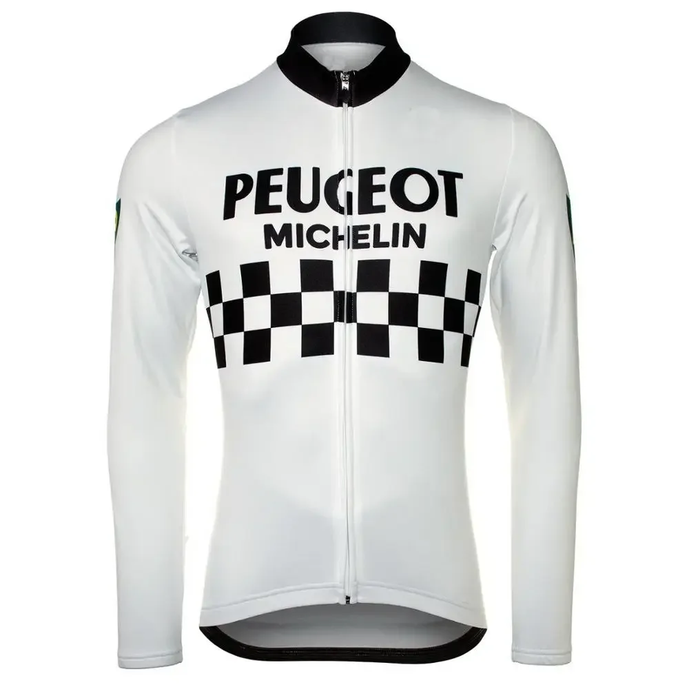 PEUGEOTful 2 COLORS Retro Men Winter Fleece Thermal Cycling Jerseys Long Sleeve Racing Bicycle Clothing Maillot Ropa Ciclismo