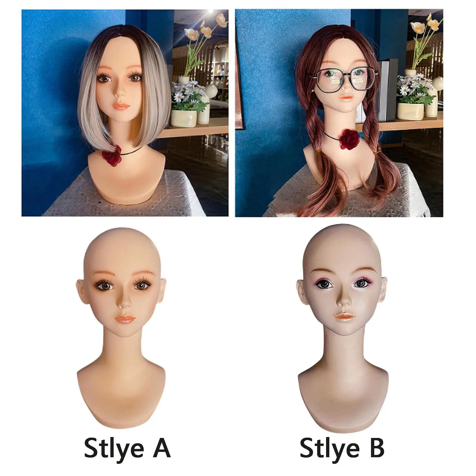 

Realistic Mannequin Head Wig Showing Stand Multifunctional Jewelry Display Head Wig Head for Glasses Wig Necklace Showcase