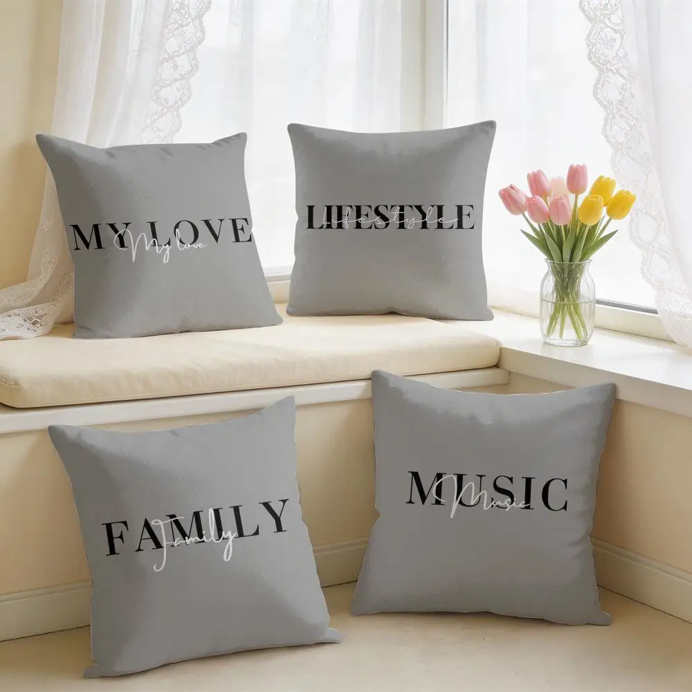 Simplicity Fashion Text Love Cushion Cover Square Short Plush Pillow Case Living Room Sofa Home Decor Funda 40X40