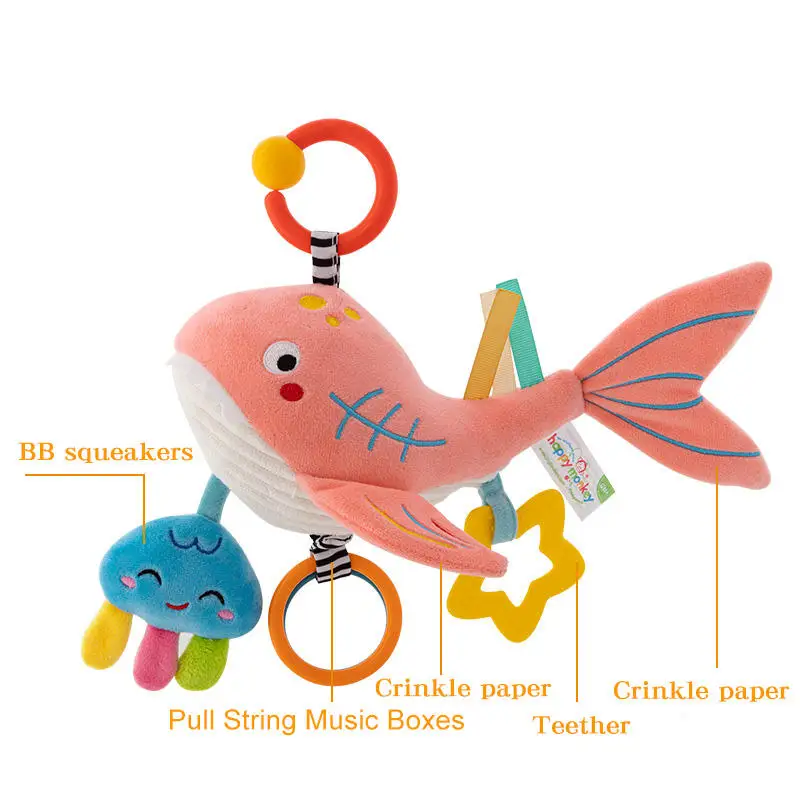 Baby Educational Toys Brain Development Hand Grip Cute Stuffed Rattle Hanging Toys Newborn Infant Soft Plush Teether Rattles Toy