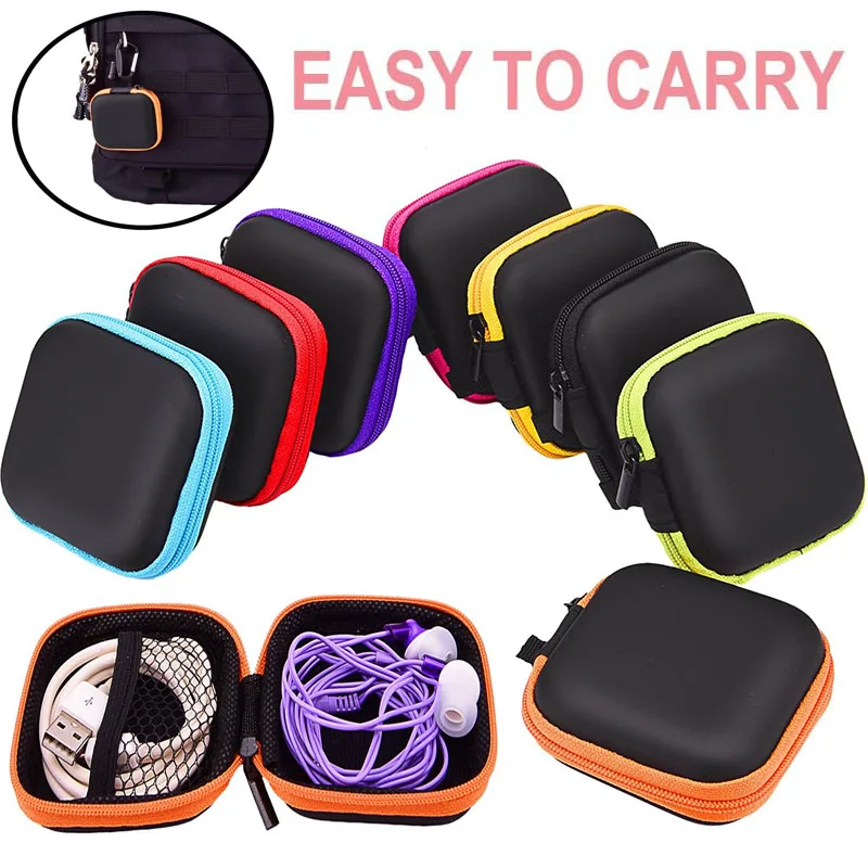 Bolsa portátil con cremallera para auriculares, 1 piezas, monedero, Cable USB, línea de transporte, caja de almacenamiento de Cable de datos USB,