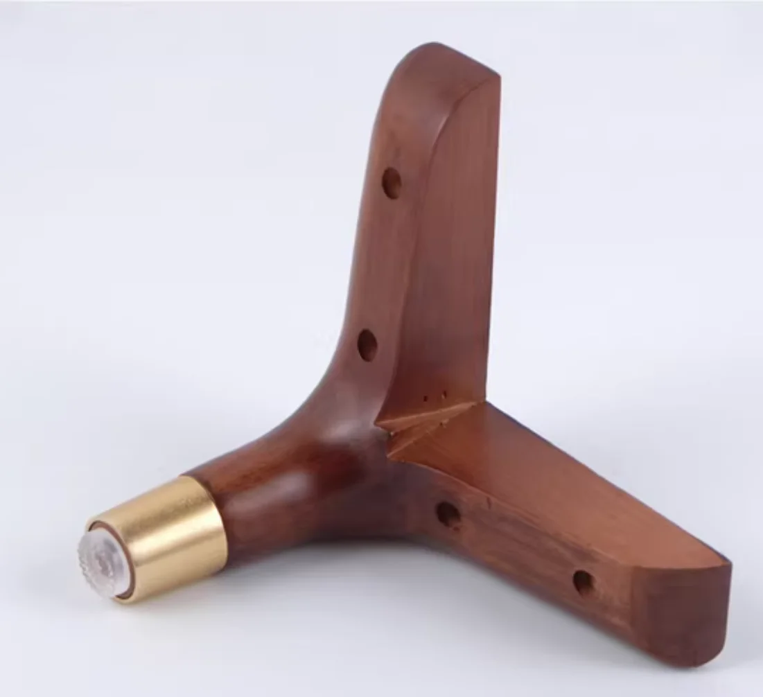 4Pcs Rubber Wood Triangular Leg Feet With Brass Tip For Sofa Furniture Coffee Bar Cabinet Replacement Screw