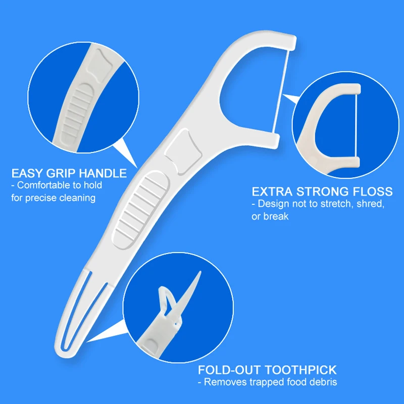 100Pcs/Bag White Dental Flossers Double Headed Folding Dental Floss Stick Disposable Interdental Oral Hygiene Care Tools