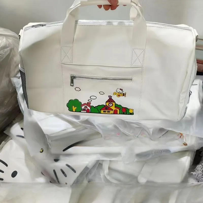 Xiuya Hello Kitty Shoulder Bag for Women Cartoon Cute Fashion Large Capacity Tote Bag Travel Vintage Kawaii Pu Leather Handbag image 6
